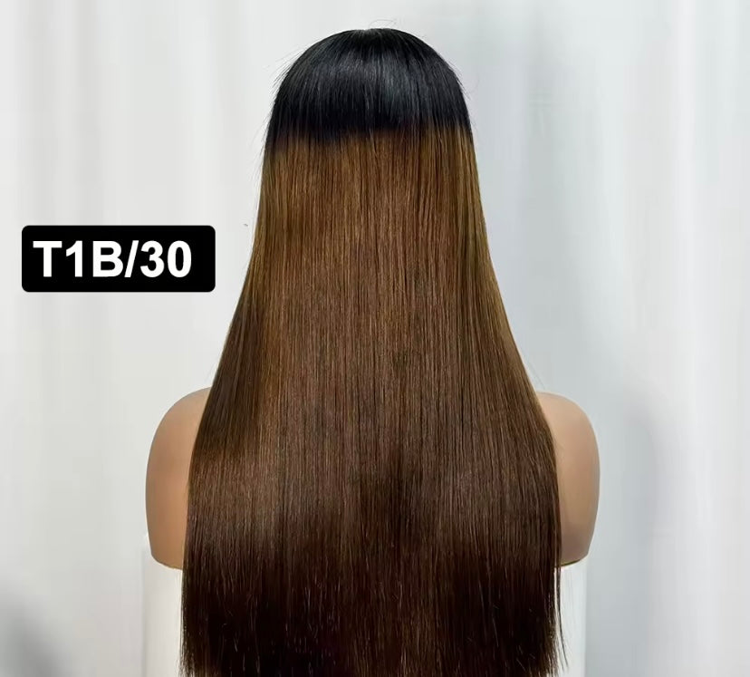 26” transparent lace straight Vietnamese human hair blend wig